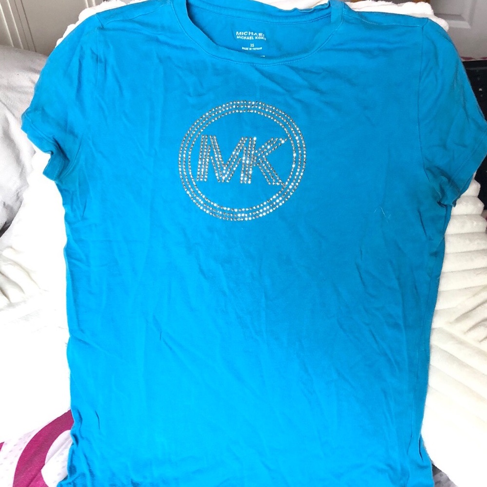 michael kors blue gold studded tee